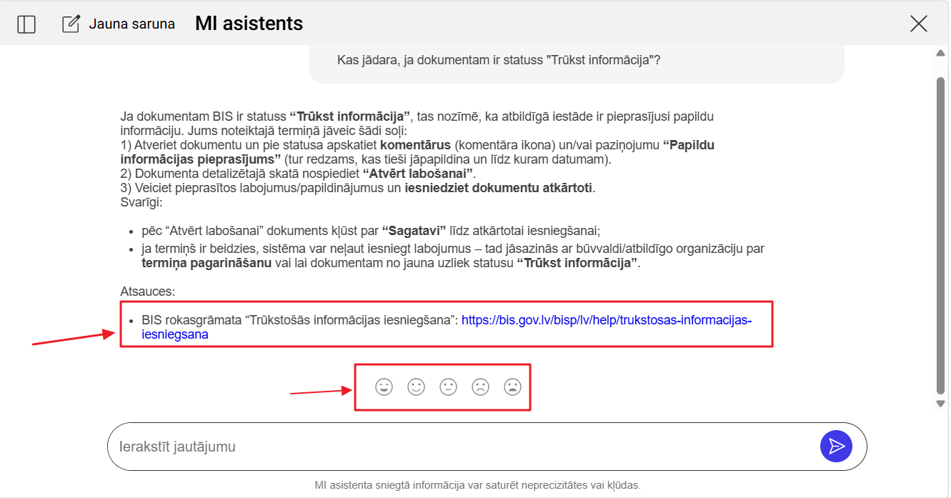 Attēls. Atbildes papildus funkcionalitāte