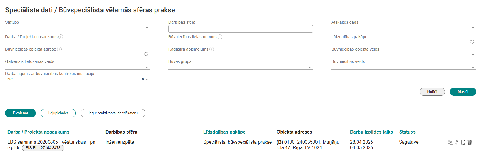 Attēls. Vēlamās sfēras prakses saraksts.