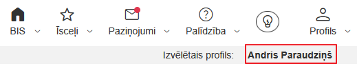 Attēls. Izvēlētā profila informācija.