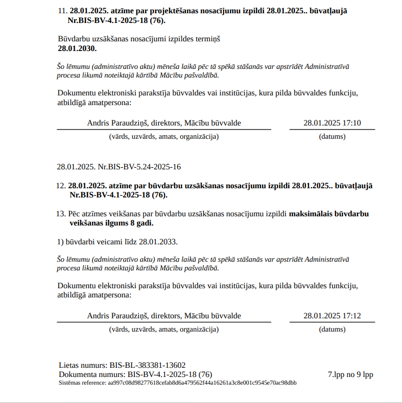 Attēls. Būvatļaujas izdrukā BUN atzīmes paraksta atrādīšana.