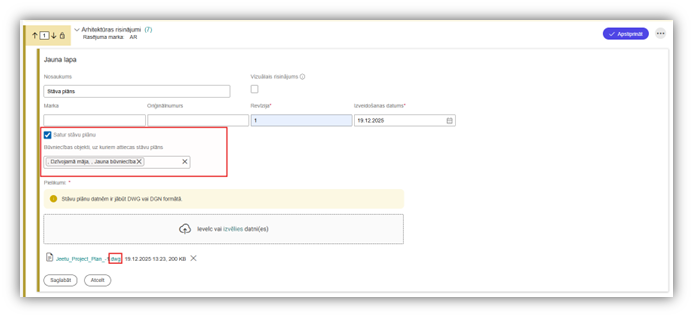 Attēls. Stāvu plānu norādīšana.