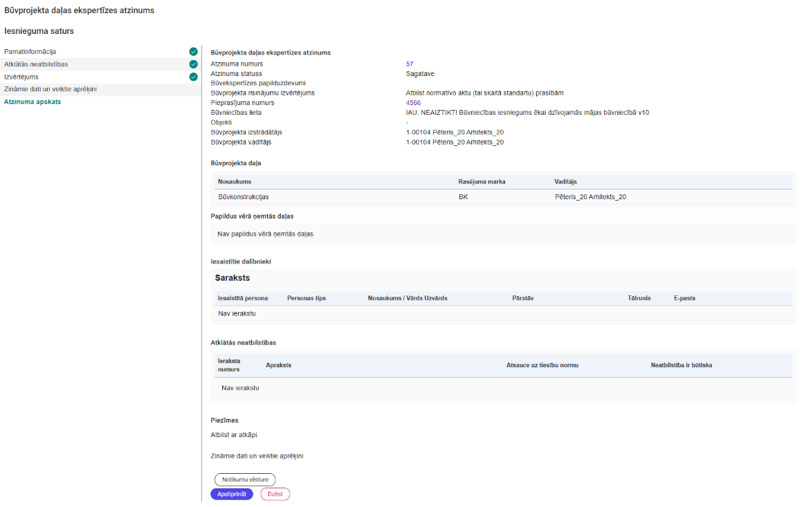Attēls. Būvprojekta ekspertīzes atzinuma solis %22Atzinuma apskats%22