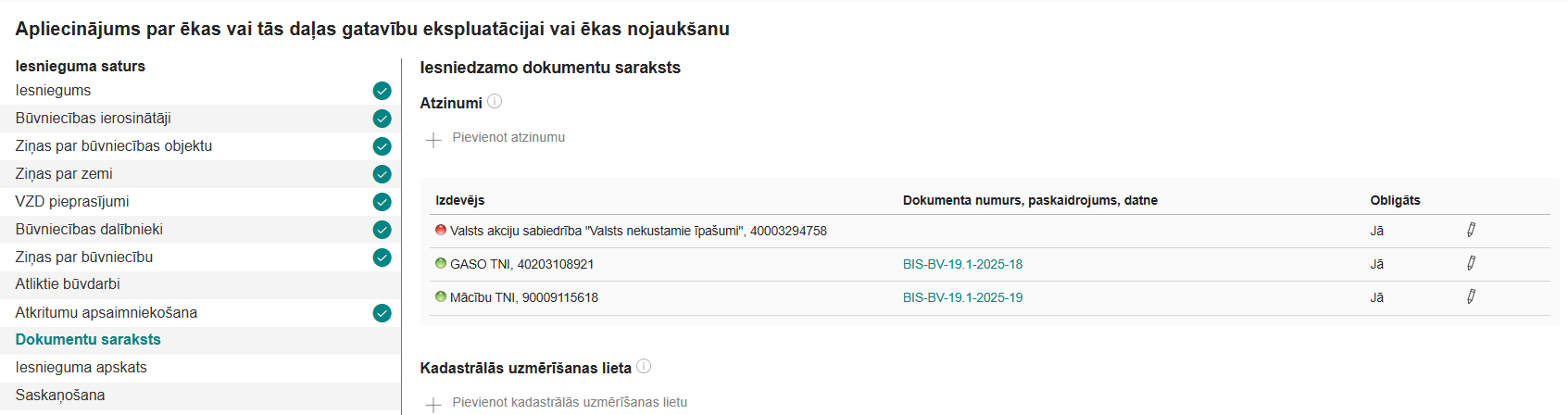 Attēls. Institūciju un tehnisko noteikumu izdevēju atzinumi obligāti izsniedzamie atzinumi.