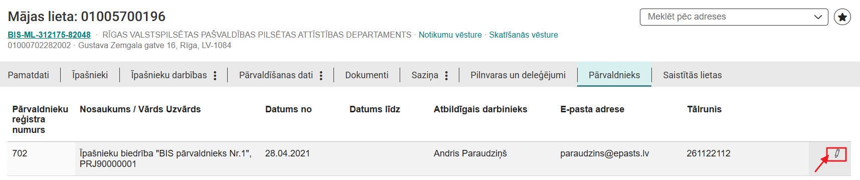 Attēls. Labot Pārvaldnieka kontaktdatus.
