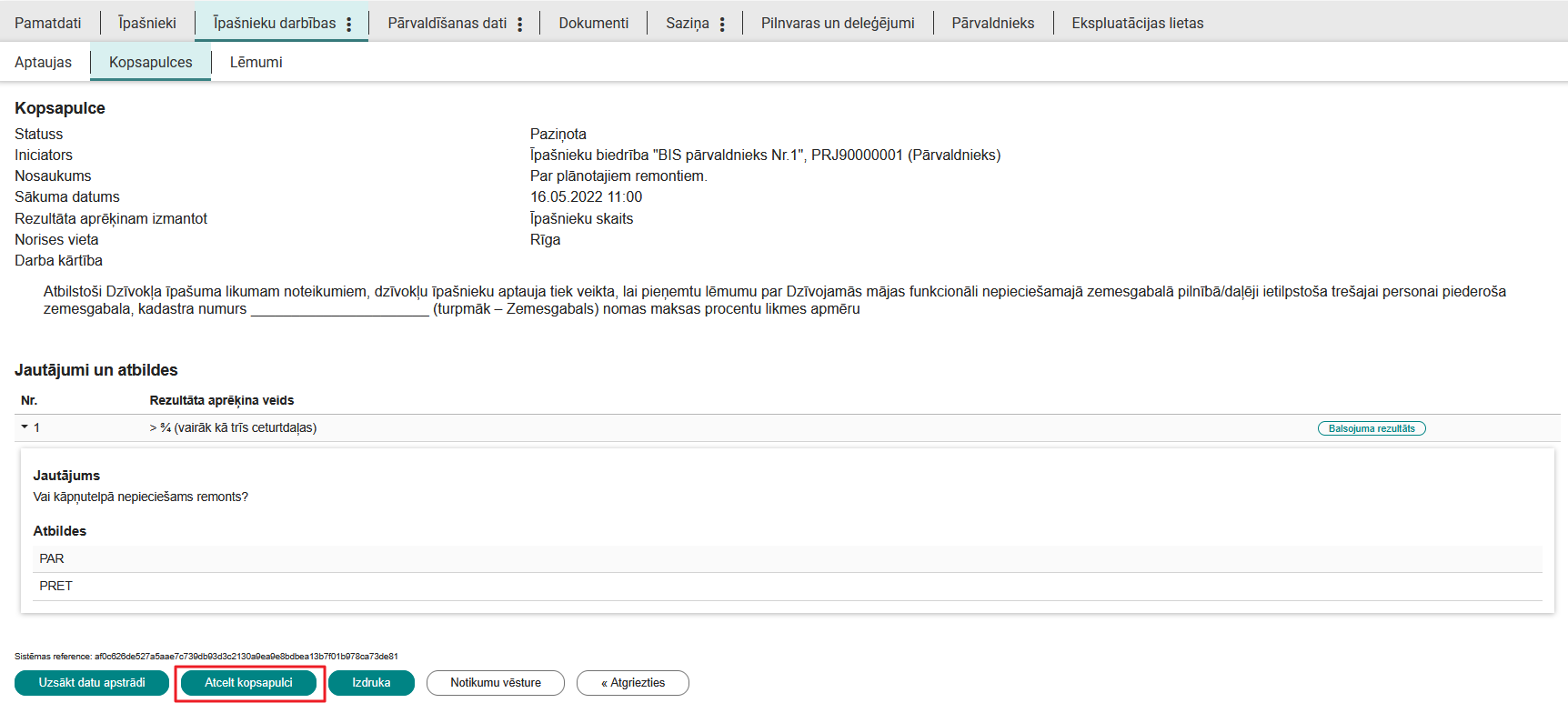 Attēls. Kopsapulces atcelšana.