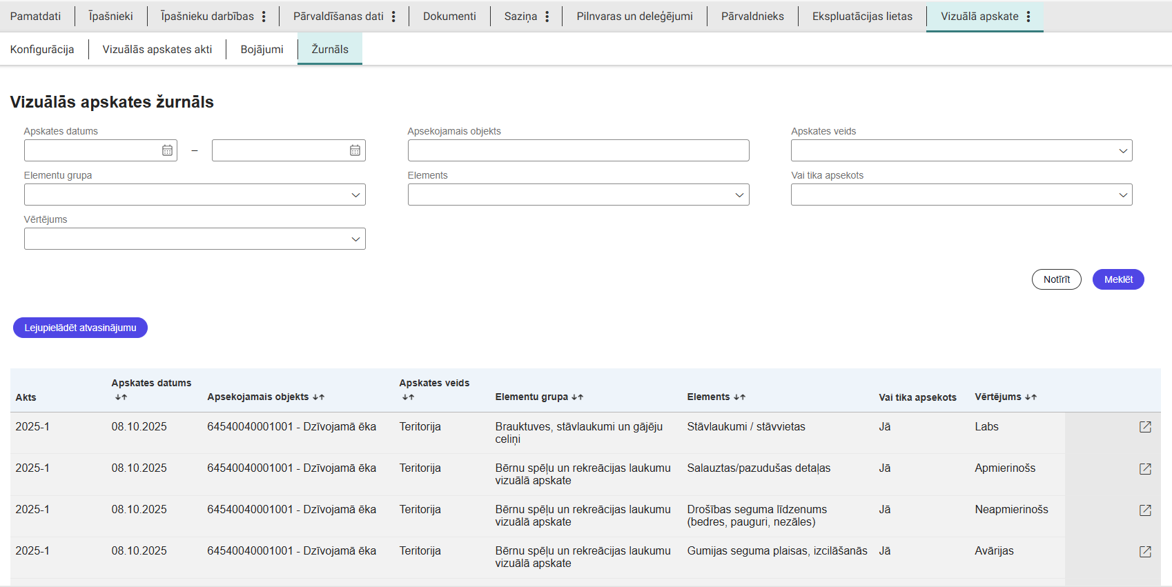 Attēls. Vizuālās apskates žurnāls.