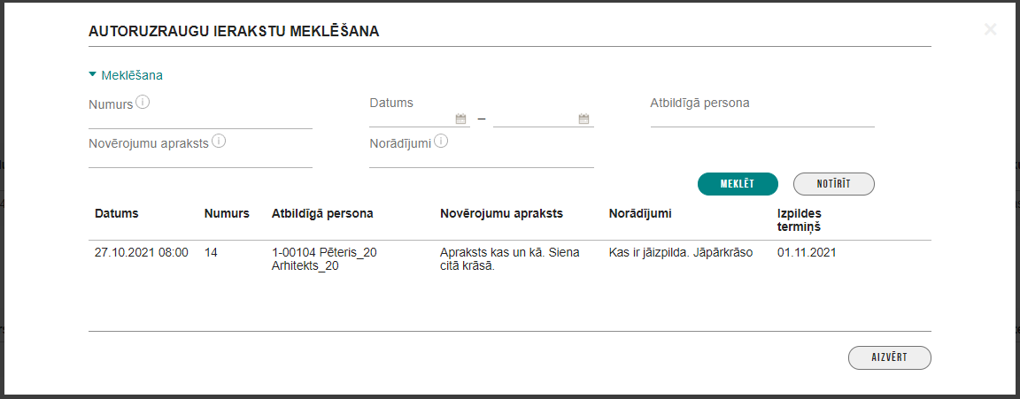 Attēls. Autoruzrauga ieraksta sameklēšana un pievienošana.